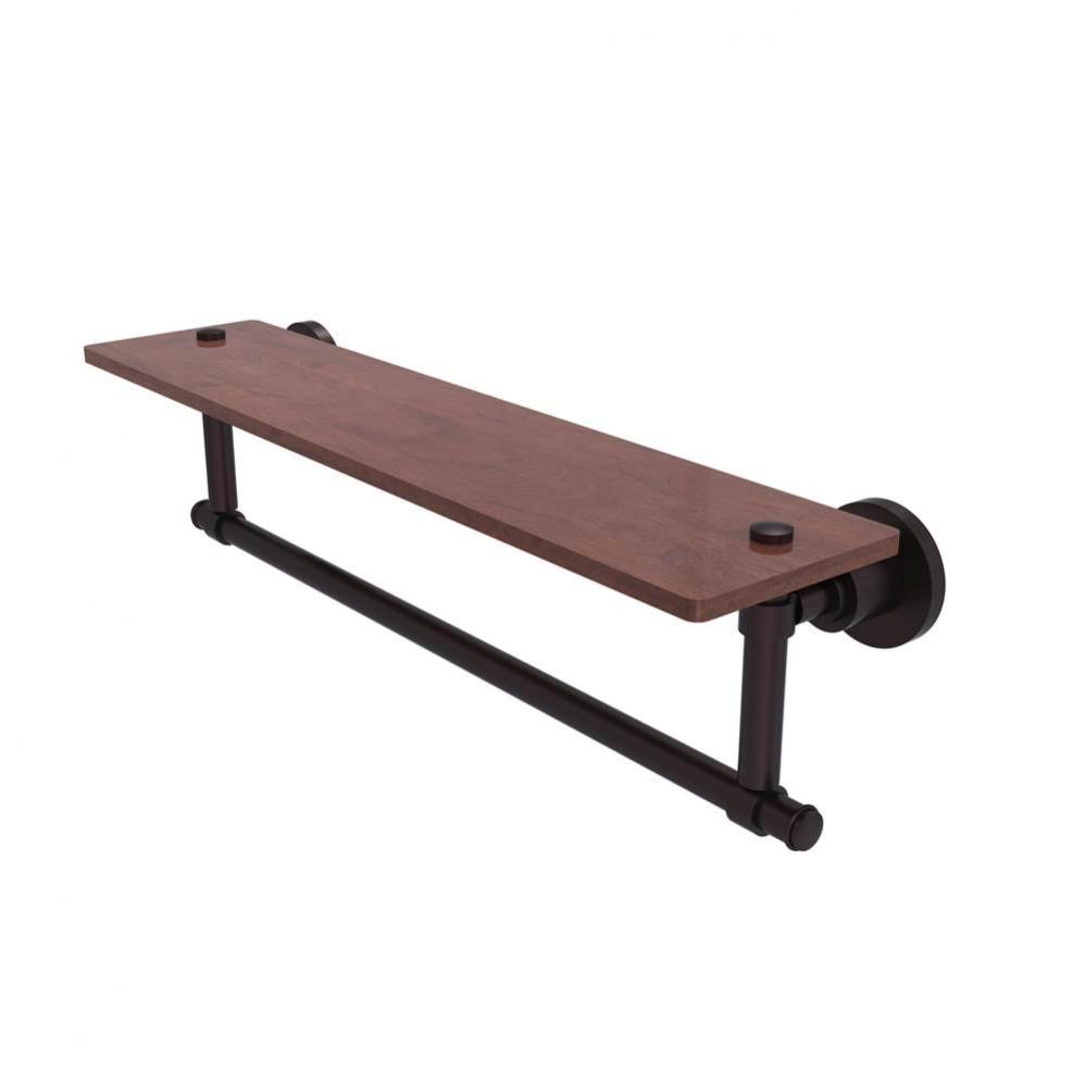 Washington Square Collection 22 Inch Solid IPE Ironwood Shelf with Integrated Towel Bar