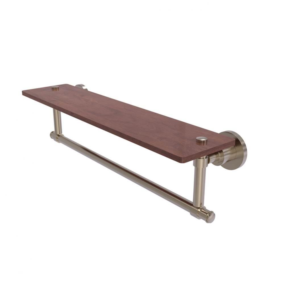 Washington Square Collection 22 Inch Solid IPE Ironwood Shelf with Integrated Towel Bar