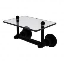 Allied Brass AP-GLT-24-BKM - Astor Place Collection Two Post Toilet Tissue Holder with Glass Shelf