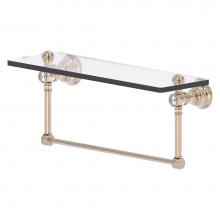 Allied Brass CC-1-16-TB-PEW - Carolina Crystal Collection 16 Inch Glass Shelf with Integrated Towel Bar - Antique Pewter