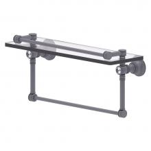 Allied Brass CC-1-16-TB-GAL-GYM - Carolina Crystal Collection 16 Inch Gallery Glass Shelf with Towel Bar - Matte Gray