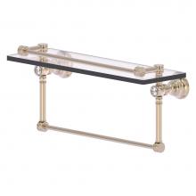 Allied Brass CC-1-16-TB-GAL-PEW - Carolina Crystal Collection 16 Inch Gallery Glass Shelf with Towel Bar - Antique Pewter