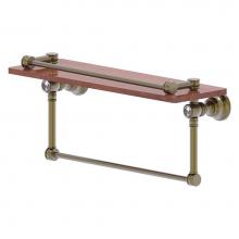 Allied Brass CC-1-16-TB-GAL-IRW-ABR - Carolina Crystal Collection 16 Inch Gallery Wood Shelf with Towel Bar - Antique Brass