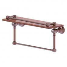 Allied Brass CC-1-16-TB-GAL-IRW-CA - Carolina Crystal Collection 16 Inch Gallery Wood Shelf with Towel Bar - Antique Copper