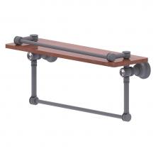 Allied Brass CC-1-16-TB-GAL-IRW-GYM - Carolina Crystal Collection 16 Inch Gallery Wood Shelf with Towel Bar - Matte Gray