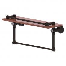 Allied Brass CC-1-16-TB-GAL-IRW-ORB - Carolina Crystal Collection 16 Inch Gallery Wood Shelf with Towel Bar - Oil Rubbed Bronze