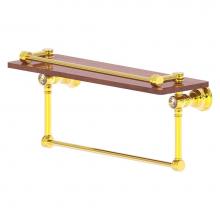 Allied Brass CC-1-16-TB-GAL-IRW-PB - Carolina Crystal Collection 16 Inch Gallery Wood Shelf with Towel Bar - Polished Brass