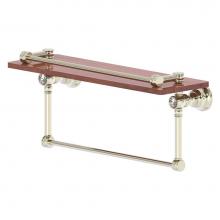Allied Brass CC-1-16-TB-GAL-IRW-PNI - Carolina Crystal Collection 16 Inch Gallery Wood Shelf with Towel Bar - Polished Nickel