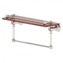 Allied Brass CC-1-16-TB-GAL-IRW-SN - Carolina Crystal Collection 16 Inch Gallery Wood Shelf with Towel Bar - Satin Nickel