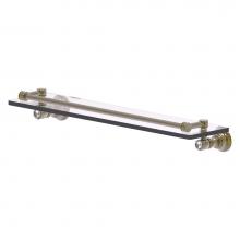 Allied Brass CC-1-22-GAL-ABR - Carolina Crystal Collection 22 Inch Glass Shelf with Gallery Rail - Antique Brass