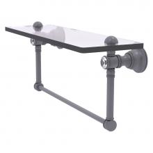 Allied Brass CC-1-22-TB-GYM - Carolina Crystal Collection 22 Inch Glass Shelf with Integrated Towel Bar - Matte Gray