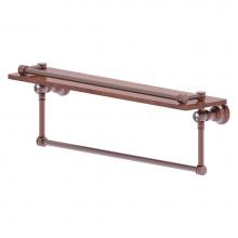Allied Brass CC-1-22-TB-GAL-IRW-CA - Carolina Crystal Collection 22 Inch Gallery Wood Shelf with Towel Bar - Antique Copper