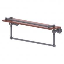 Allied Brass CC-1-22-TB-GAL-IRW-GYM - Carolina Crystal Collection 22 Inch Gallery Wood Shelf with Towel Bar - Matte Gray