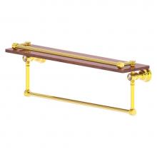 Allied Brass CC-1-22-TB-GAL-IRW-PB - Carolina Crystal Collection 22 Inch Gallery Wood Shelf with Towel Bar - Polished Brass