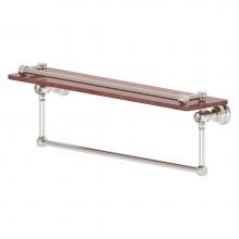 Allied Brass CC-1-22-TB-GAL-IRW-SN - Carolina Crystal Collection 22 Inch Gallery Wood Shelf with Towel Bar - Satin Nickel