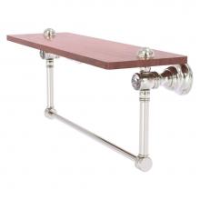 Allied Brass CC-1-22-TB-IRW-SN - Carolina Crystal Collection 22 Inch Wood shelf with Integrated Towel Bar - Satin Nickel