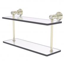Allied Brass CC-2-16-PNI - Carolina Crystal Collection 16 Inch Two Tiered Glass Shelf - Polished Nickel