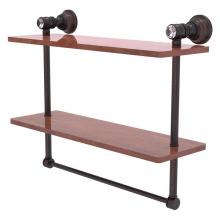 Allied Brass CC-2-16-TB-IRW-VB - Carolina Crystal Collection 16 Inch Double Wood Shelf with Towel Bar - Venetian Bronze