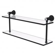 Allied Brass CC-2-22-BKM - Carolina Crystal Collection 22 Inch Two Tiered Glass Shelf - Matte Black