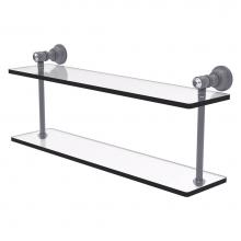 Allied Brass CC-2-22-GYM - Carolina Crystal Collection 22 Inch Two Tiered Glass Shelf - Matte Gray