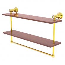 Allied Brass CC-2-22-TB-IRW-PB - Carolina Crystal Collection 22 Inch Double Wood Vanity Shelf with Integrated Towel Bar - Polished