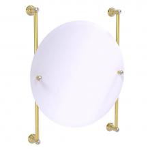 Allied Brass CC-27-90-UNL - Carolina Crystal Collection Round Frameless Rail Mounted Mirror - Unlacquered Brass