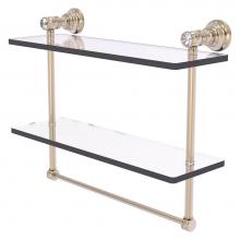 Allied Brass CC-2-TB-16-PEW - Carolina Crystal Collection 16 Inch Double Glass Shelf with Towel Bar - Antique Pewter