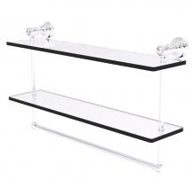 Allied Brass CC-2-TB-22-PC - Carolina Crystal Collection 22 Inch Double Glass Shelf with Towel Bar - Polished Chrome