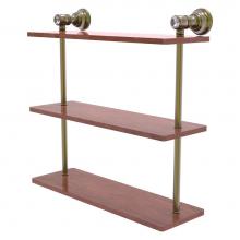 Allied Brass CC-5-16-IRW-ABR - Carolina Crystal Collection 16 Inch Triple Wood Shelf - Antique Brass