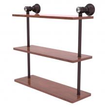 Allied Brass CC-5-16-IRW-ABZ - Carolina Crystal Collection 16 Inch Triple Wood Shelf - Antique Bronze