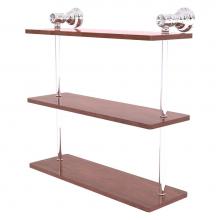Allied Brass CC-5-16-IRW-PC - Carolina Crystal Collection 16 Inch Triple Wood Shelf - Polished Chrome