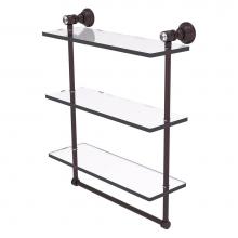 Allied Brass CC-5-16-TB-ABZ - Carolina Crystal Collection 16 Inch Triple Glass Shelf with Towel Bar - Antique Bronze