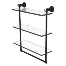 Allied Brass CC-5-16-TB-BKM - Carolina Crystal Collection 16 Inch Triple Glass Shelf with Towel Bar - Matte Black