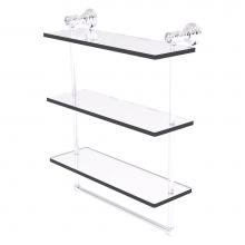 Allied Brass CC-5-16-TB-PC - Carolina Crystal Collection 16 Inch Triple Glass Shelf with Towel Bar - Polished Chrome