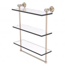 Allied Brass CC-5-16-TB-PEW - Carolina Crystal Collection 16 Inch Triple Glass Shelf with Towel Bar - Antique Pewter