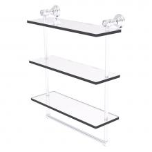 Allied Brass CC-5-16-TB-SCH - Carolina Crystal Collection 16 Inch Triple Glass Shelf with Towel Bar - Satin Chrome