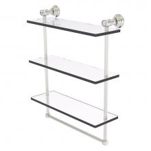 Allied Brass CC-5-16-TB-SN - Carolina Crystal Collection 16 Inch Triple Glass Shelf with Towel Bar - Satin Nickel