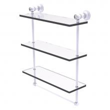 Allied Brass CC-5-16-TB-WHM - Carolina Crystal Collection 16 Inch Triple Glass Shelf with Towel Bar - Matte White