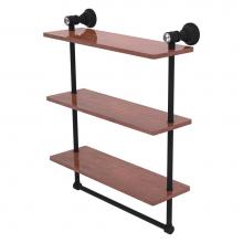 Allied Brass CC-5-16-TB-IRW-BKM - Carolina Crystal Collection 22 Inch Triple Wood Shelf with Towel Bar - Matte Black