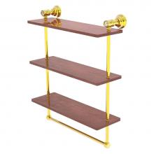 Allied Brass CC-5-16-TB-IRW-PB - Carolina Crystal Collection 22 Inch Triple Wood Shelf with Towel Bar - Polished Brass