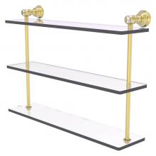 Allied Brass CC-5-22-SBR - Carolina Crystal Collection 22 Inch Triple Glass Shelf - Satin Brass