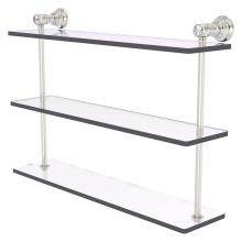 Allied Brass CC-5-22-SN - Carolina Crystal Collection 22 Inch Triple Glass Shelf - Satin Nickel