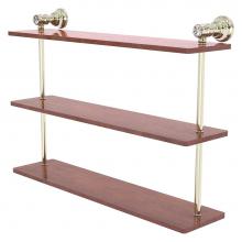 Allied Brass CC-5-22-IRW-PNI - Carolina Crystal Collection 22 Inch Triple Wood Shelf - Polished Nickel