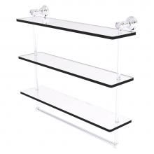 Allied Brass CC-5-22-TB-PC - Carolina Crystal Collection 22 Inch Triple Glass Shelf with Towel Bar - Polished Chrome