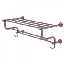Allied Brass CC-HTL-5-DTB-24-CA - Carolina Crystal Collection 24 Inch Towel Shelf with Double Towel Bar - Antique Copper
