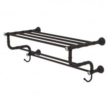 Allied Brass CC-HTL-5-DTB-24-ORB - Carolina Crystal Collection 24 Inch Towel Shelf with Double Towel Bar - Oil Rubbed Bronze