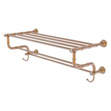 Allied Brass CC-HTL-5-DTB-30-BBR - Carolina Crystal Collection 30 Inch Towel Shelf with Double Towel Bar - Brushed Bronze