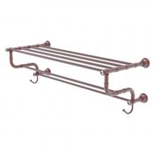 Allied Brass CC-HTL-5-DTB-36-CA - Carolina Crystal Collection 36 Inch Towel Shelf with Double Towel Bar - Antique Copper
