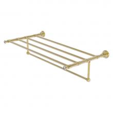 Allied Brass CC-HTL-5-TB-36-UNL - Carolina Crystal Collection 36 Inch Towel Shelf with Integrated Towel Bar - Unlacquered Brass