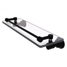 Allied Brass CL-1-16-GAL-BKM - Carolina Collection 16 Inch Glass Shelf with Gallery Rail - Matte Black